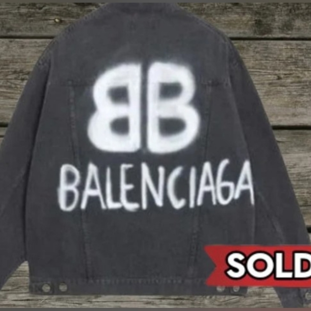 Balenciaga Men's Black Denim Bomber Jacket